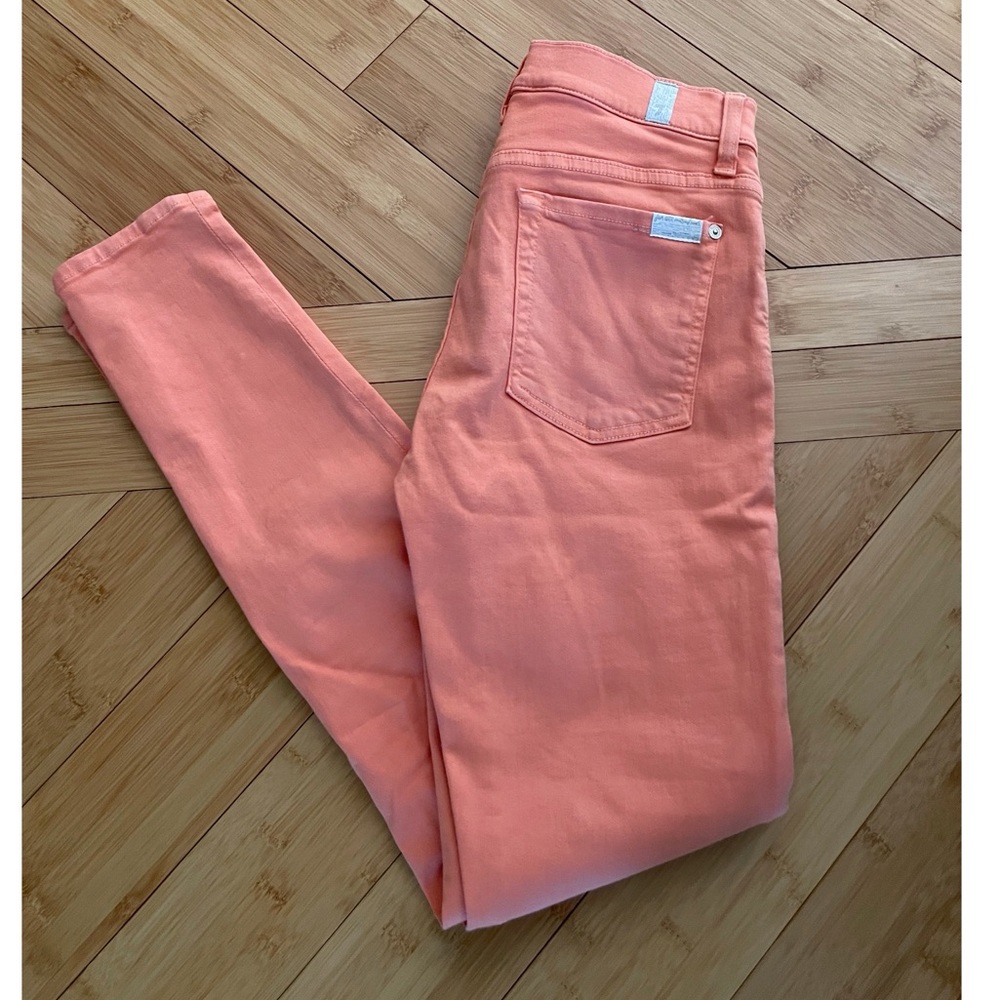 7 for all mankind orange skinny jeans